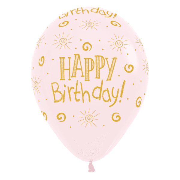 Bio Luftballon Happy Birthday pastellrosa 30cm R12HBSUN609