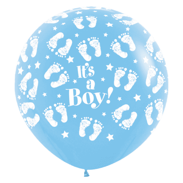 Bio Riesen-Luftballon hellblau It's a boy - Fußabdrücke - Footprints - Gender Reveal - Geburt