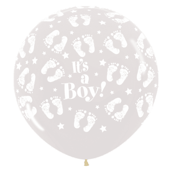 Bio Riesen-Luftballon kristallklar It's a boy Fußabdrücke Footprints - Gender Reveal - Geburt