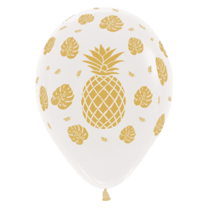 Bio Luftballon kristallklar, Ananas und Blätter, biologisch abbaubar (biodegradable)