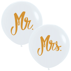 Mr & Mrs Riesen-Luftballon weiß, 60cm, biologisch abbaubar