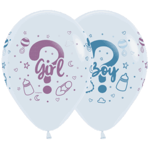 Bioloons Rundballon Weiß Boy or Girl (30cm) – ideal für Gender Reveal - biologisch abbaubar