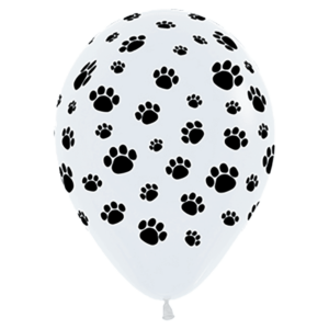 Bioloons Rundballon Weiß Hundepfoten