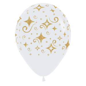 Bioloons Rundballon Weiß Diamanten