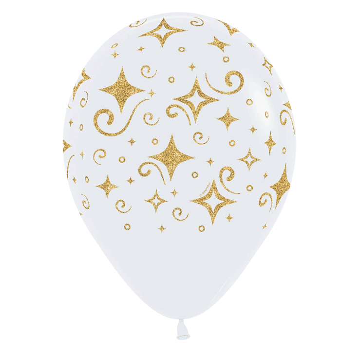 Bioloons Rundballon Weiß Diamanten