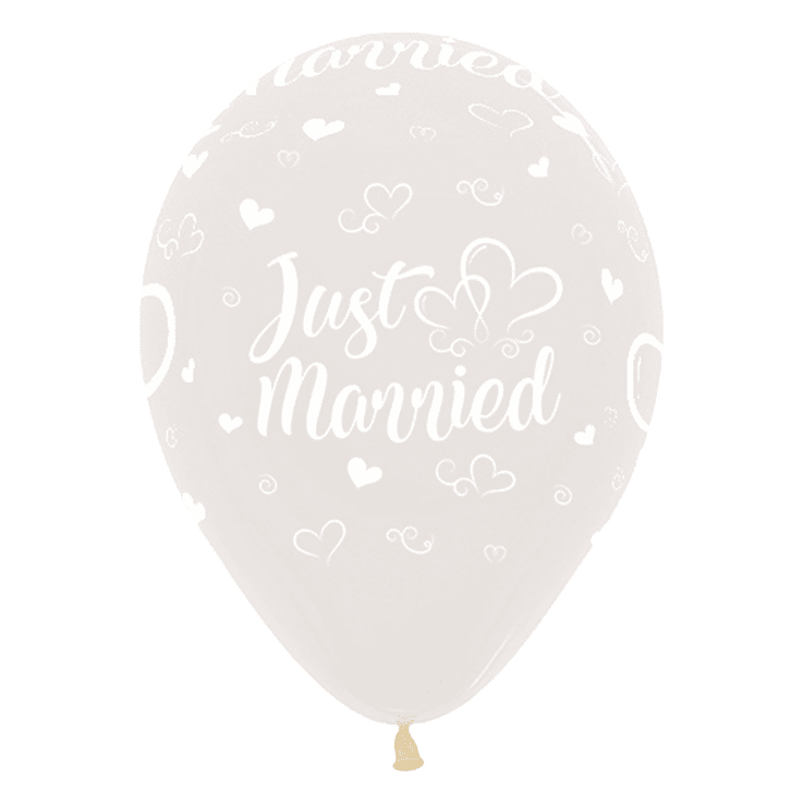 Bioloons Rundballon Kristallklar Just Married