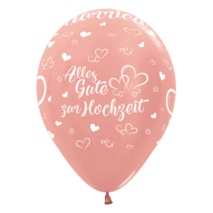 Bioloons Rundballon Roségold Metallic Alles Gute zur Hochzeit (30cm) – ideal für Hochzeit - biologisch abbaubar