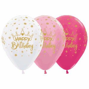 Bioloons Rundballon bunt sortiert Happy Birthday