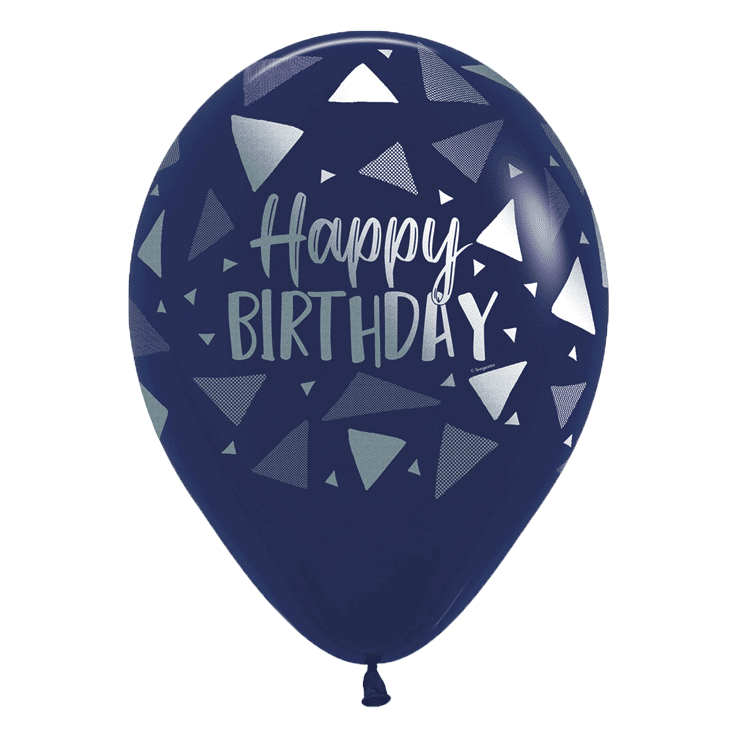 Bioloons Rundballon Marineblau Dreiecke