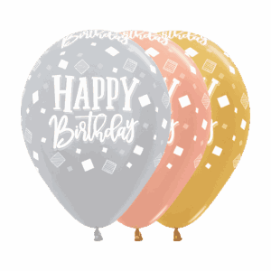 Bioloons Rundballon bunt sortiert Happy Birthday