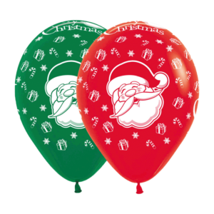 Bioloons Rundballon Rot & Waldgrün Weihnachtsmann (30cm) – ideal für Weihnachten - Frei von Schadstoffen