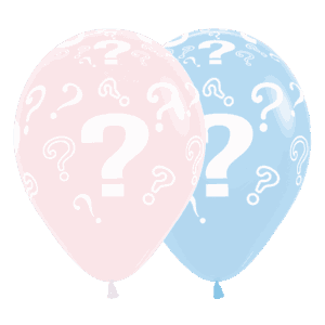 Bioloons Rundballon Pastell Rosa & Pastell Blau Fragezeichen (30cm) – ideal für Gender Reveal - für Dekorationen