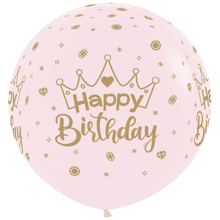 Bioloons Riesenballon Pastell Rosa Happy Birthday (60cm) – ideal für Geburtstag - TÜV-zertifizierte Qualität