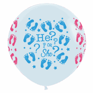 Bioloons Riesenballon Weiß Boy or Girl (90cm) – ideal für Gender Reveal - TÜV-zertifizierte Qualität