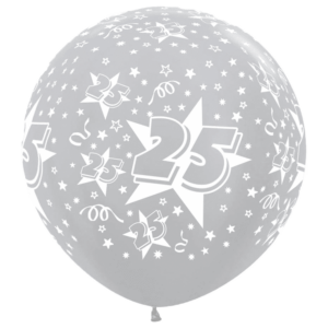 Bioloons Riesenballon Samt Silber 25 (90cm) – ideal für Geburtstag - plastikfrei verpackt