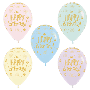Bioloons Rundballon bunt sortiert Happy Birthday