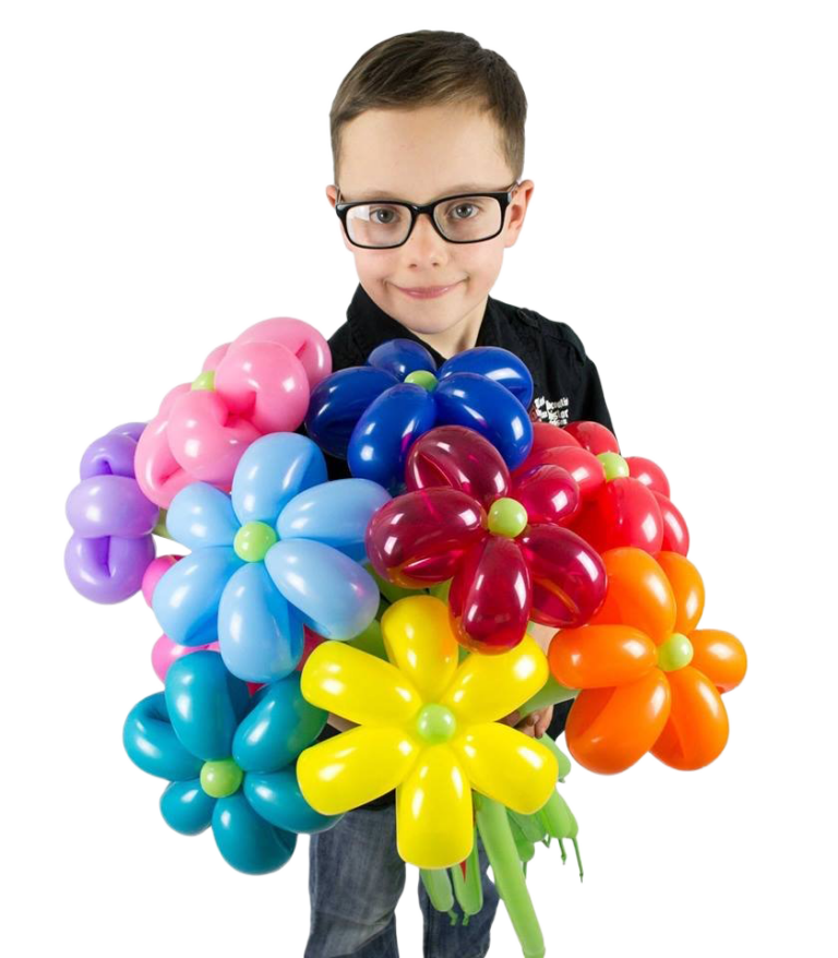 Bunter Blumenstrauß aus Modellierballons