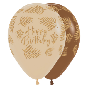Bioloons Rundballon Weißer Sand & Kaffeebraun Blätter