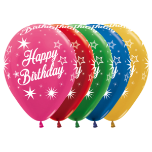 Bioloons® Luftballon 30cm bunt sortiert Happy Birthday Sparkle – Geburtstag – 25 Stück